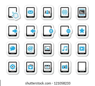 Tablet icons set - media, settings, web