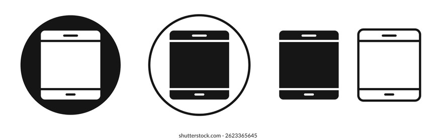 Tablet icons set in solid black and stroke line style