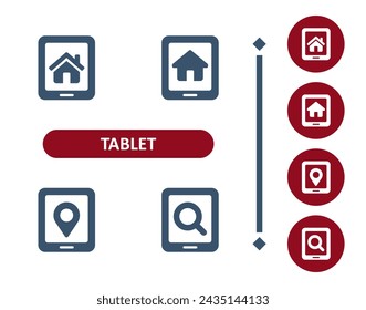 Tablet Icons. Smarthome, Smart Home, House, Real Estate, GPS, Location, Search, Magnifier Icon. Professional, 32x32 pixel perfect vector icon.