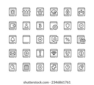 Tablet icons. Vector line icons set. Mobile technology concepts. Black outline stroke symbols