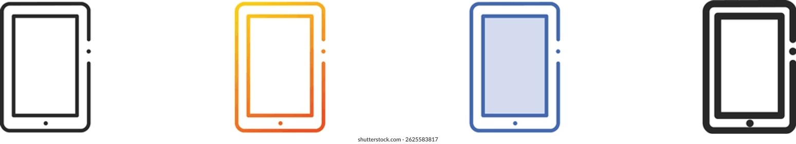tablet icon.Thin Linear, Gradient, Blue Stroke and bold Style Design Isolated On White Background