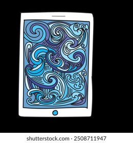 tablet illustration with abstract screen