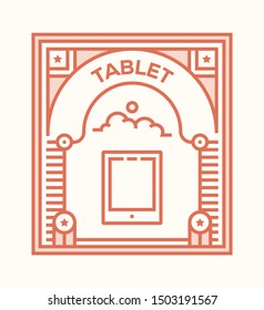 TABLET AND ILLUSTRATION ICON CONCEPT