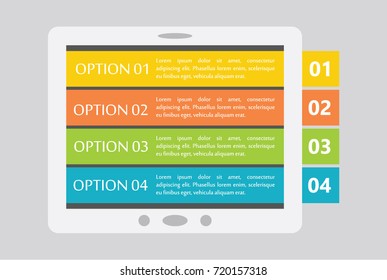 Tablet infographic in four steps
