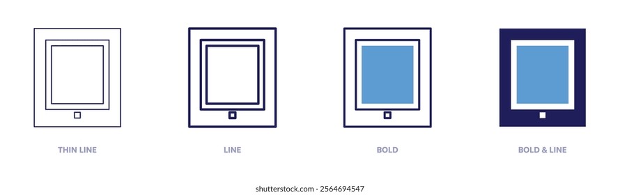 Tablet insights icon in 4 different styles. Thin Line, Line, Bold, and Bold Line. Duotone style. Editable stroke.