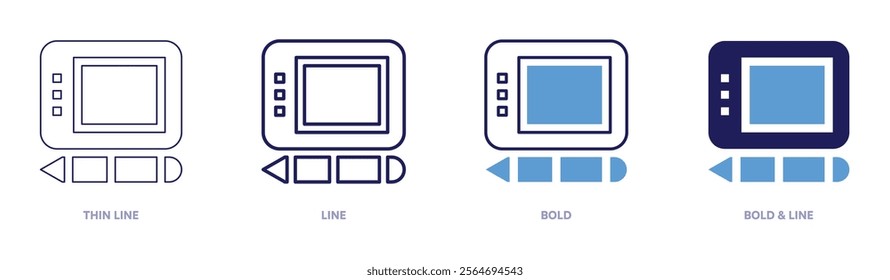 Tablet inspiration icon in 4 different styles. Thin Line, Line, Bold, and Bold Line. Duotone style. Editable stroke.