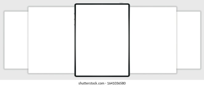 tablet with interface carousel post on social network. Vector illustration