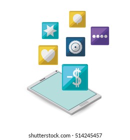 tablet with internet related icons image 