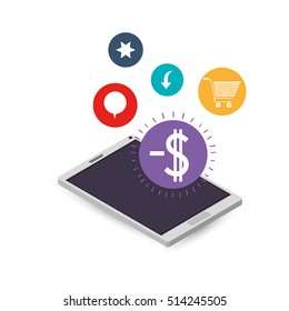 tablet with internet related icons image 