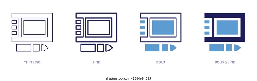 Tablet interoperability icon in 4 different styles. Thin Line, Line, Bold, and Bold Line. Duotone style. Editable stroke.