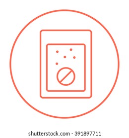 Tablet into glass of water line icon.