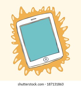 Tablet IPad Computer Vector Illustration, Hand Drawing