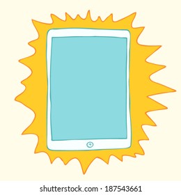 Tablet IPad Computer Vector Illustration, Hand Drawing