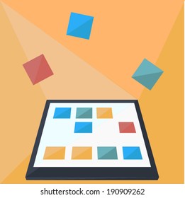 Tablet iPad icon apps by triangles, polygon vector illustration