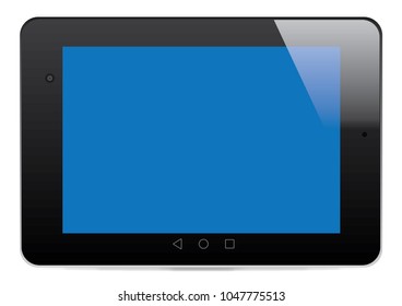 Tablet with isolated screen to place your own background image. Front facing and landscape.