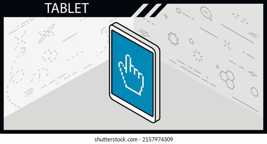 Icono de diseño isométrico de Tablet. Ilustración web de vectores. 3.ª colorida concepción