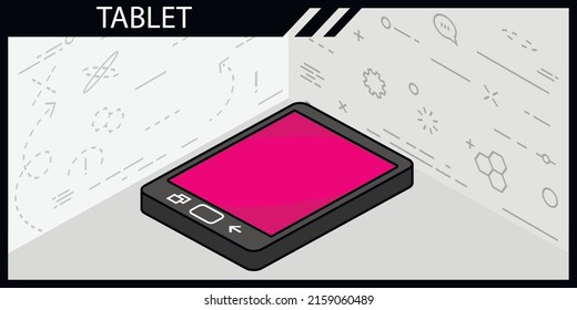 Icono de diseño isométrico de Tablet. Ilustración web de vectores. 3.ª colorida concepción