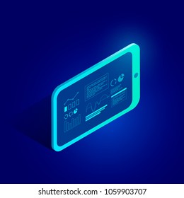 Tablet isometric. Modern futuristic illustration. Vector