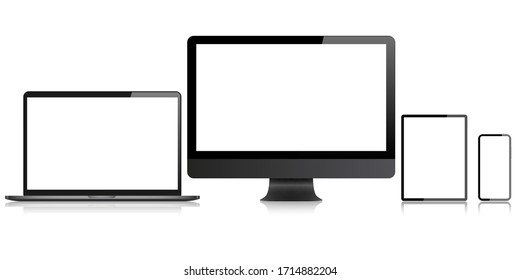 tablet laptop phone computer blank screen set vector