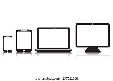 Tablet laptop screen phone flat vector illustration