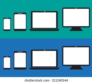 Tablet laptop screen phone flat vector illustration