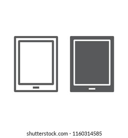 Tablet line and glyph icon, electronic and computer, device sign, vector graphics, a linear pattern on a white background, eps 10.