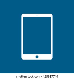 Tablet Line Icon On Blue Background