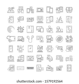 Tablet linear icons, signs, symbols vector line illustration set