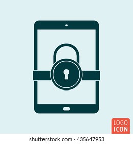 Tablet lock icon. Secure lock tablet PC symbol. Vector illustration