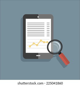 Tablet Magnifyng flat vector icon