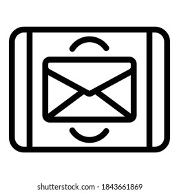 Tablet mail request icon. Outline tablet mail request vector icon for web design isolated on white background
