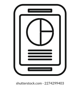 Marktsegment für Tablet-Tabellen-Symbole umreißen Vektorgrafik. Kundendiagramm. Unternehmensanteil