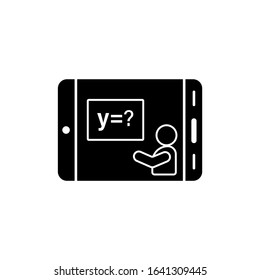 Tablet math formula teacher icon. Simple online study icons for ui and ux website or mobile application