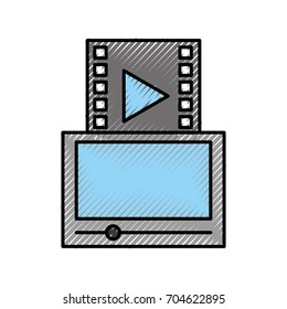 tablet with media player isolated icon
