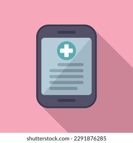 Tablet medical card icon flat vector. Doctor patient. Clinic data