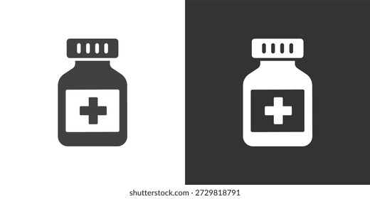 Icono de la botella de la medicina de la tableta. Icono de la serie de glifos sólidos