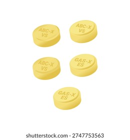 Tablet medicine vector, Vitamin pills icon, Golden Coin Shape, Yellow Pill, Medicine vector illustration, Tablet vector, Pills and medicine, Medical Teblet Pill Vector