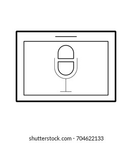tablet with microphone audio isolated icon