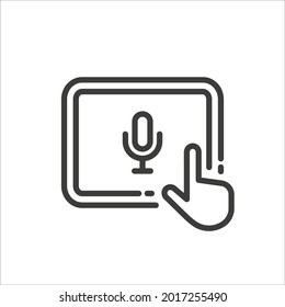 Tablet with microphone icon and white background