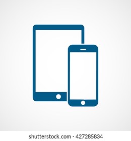 Tablet And Mobile Phone Blue Icon On White Background