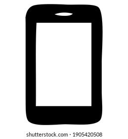 Tablet, mobile phone, smartphone display silhouette, symbol, vector illustration, in black and white color, isolated on white background