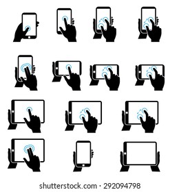 Tablet and mobile phone touch screen icon set