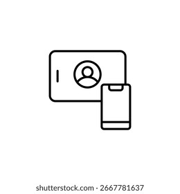 Tablet And Mobile Phone With User Icon Representing Digital Connection