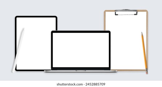  Tablet-Mock, Notebook-Mock-up, Notebook-Mock-up, Vektorgrafik-Formen, Geräte-Vorlagen, Nützliche Umrisse, Nützliche Umrisse