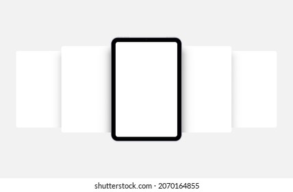 Tablet Mockup with Blank Web Pages, Front View. Vector Illustration