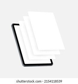 Tablet Mockup With Blank Web Pages. Concept for Showcasing Apps Screenshots. Vector Illustration