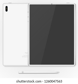 tablet mockup front, back on white background. stock vector illustration eps10