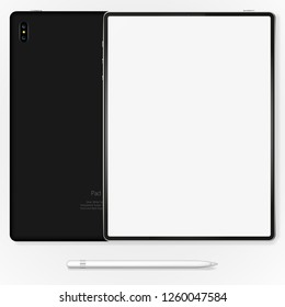 tablet mockup front, back on white background. stock vector illustration eps10