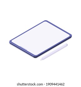 tablet mockup with pen. isolated white background