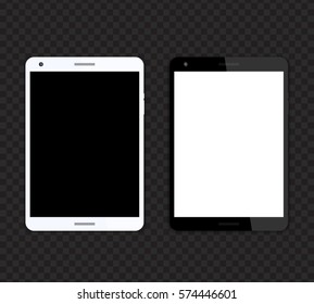 tablet mockups with blank screens, black and silver